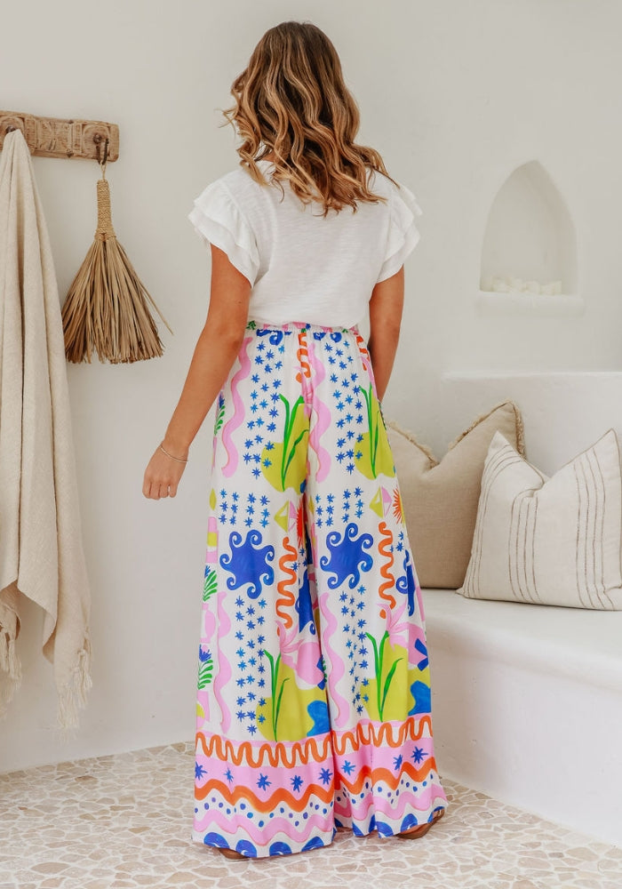 Load image into Gallery viewer, MERCEDES WIDE LEG PANT - MULTI PRINT
