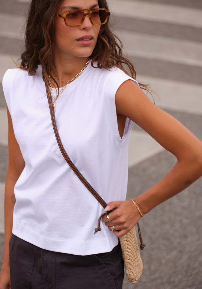 CERES LIFE ESME EXTENDED SHOULDER TEE - WHITE