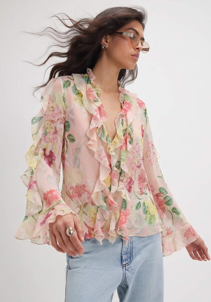 GREER FRILL BLOUSE - SPRING FLORAL