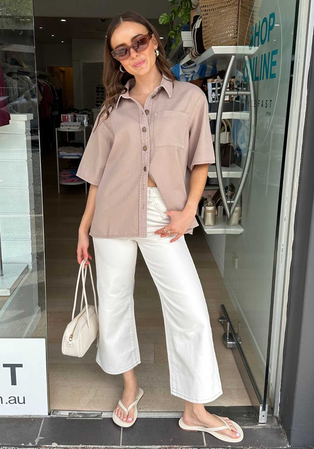 FEATHER + NOISE CASSIE CROPPED JEAN - CREAM