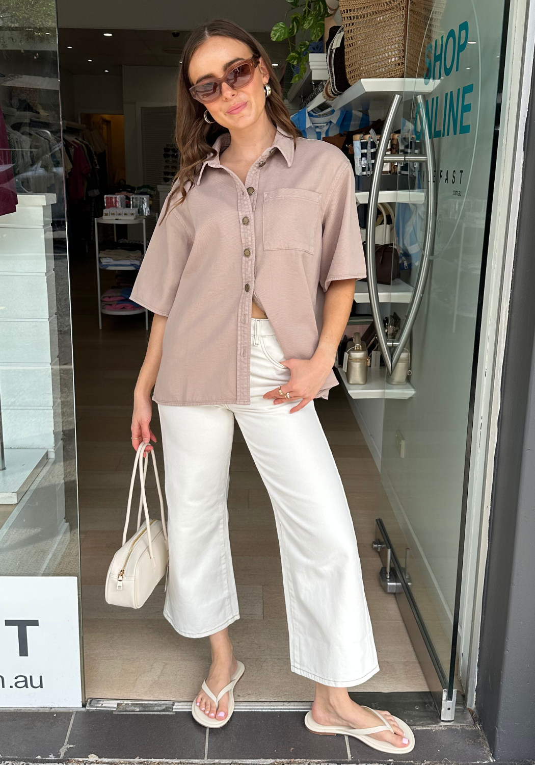 FEATHER + NOISE CASSIE CROPPED JEAN - CREAM