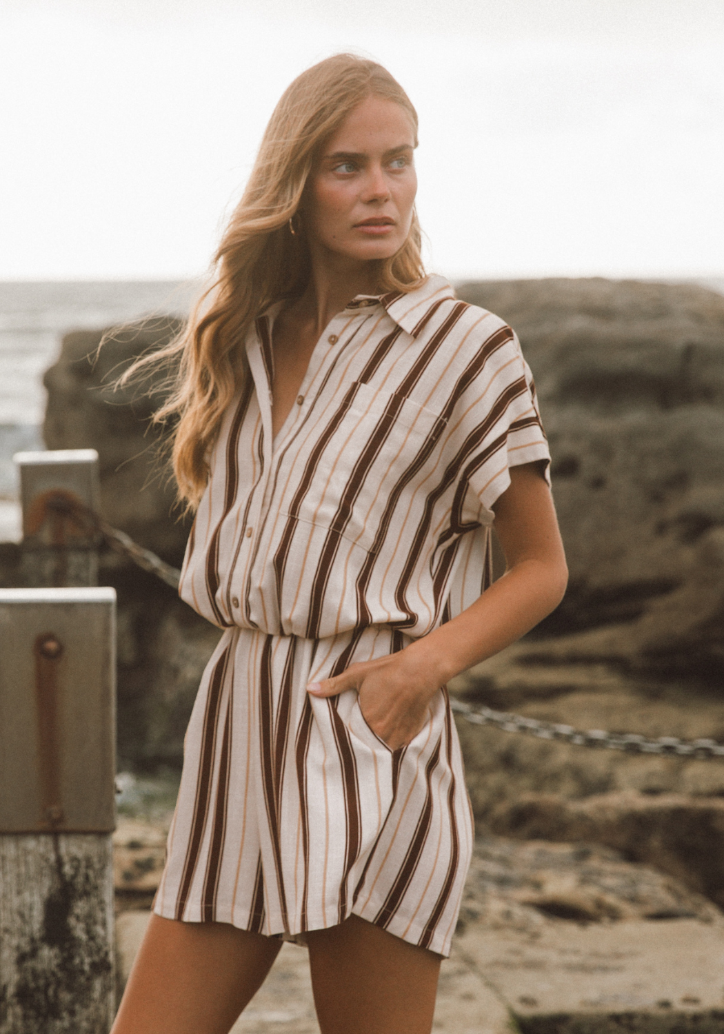 MARLOWE PLAYSUIT - LINE MOTION PRINT