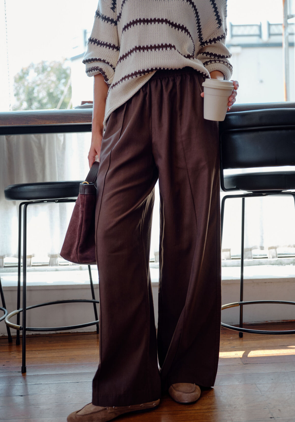 CERES LIFE IZZIE PINSTITCH PANT - CHOCOLATE