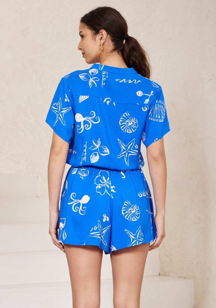Load image into Gallery viewer, CLAUD PLAYSUIT - COBALT PRINT