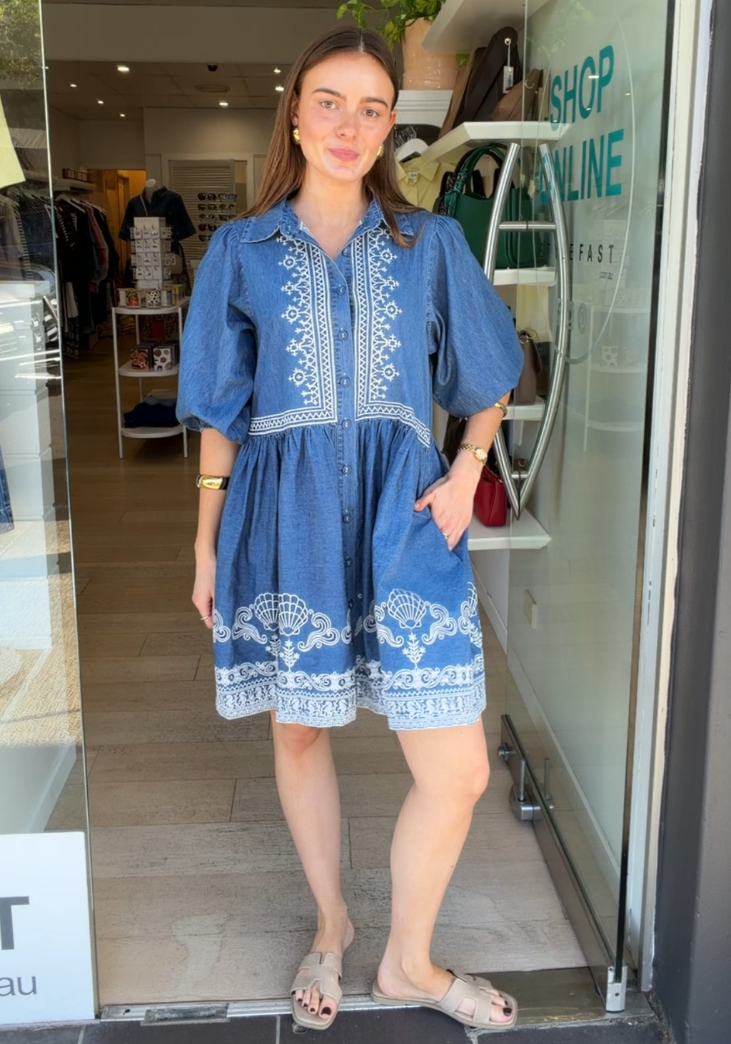 ZOE MINI DRESS - CHAMBRAY