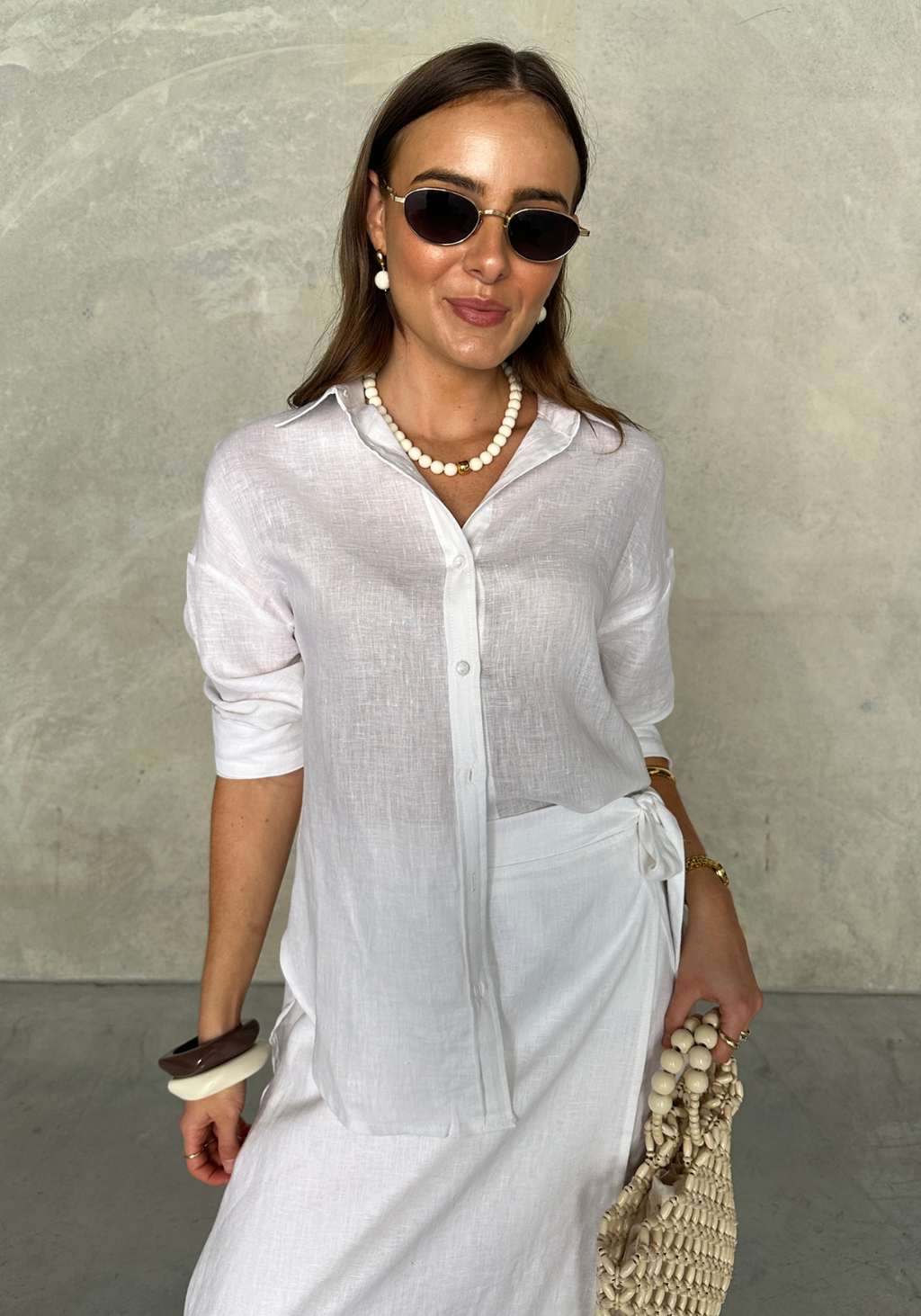 CELINE LINEN SHIRT - WHITE