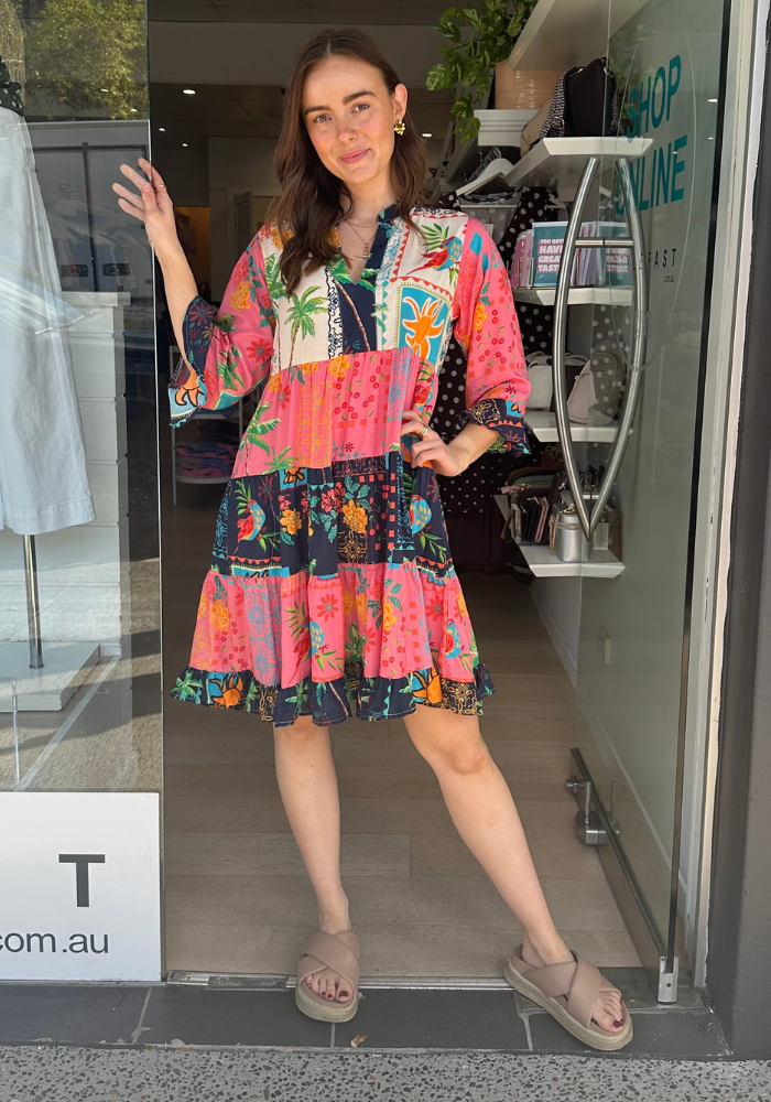 LULALIFE CARINA TIERED DRESS - MULTI PRINT