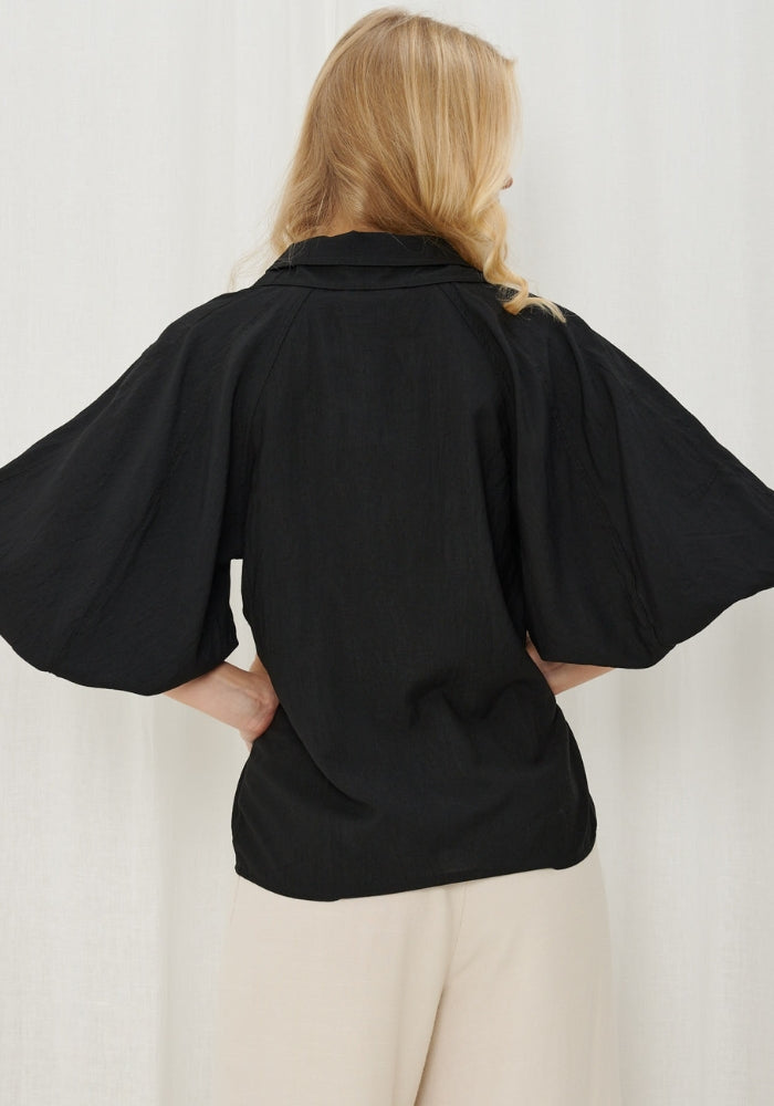 Load image into Gallery viewer, REMI BUTTON THROUGH BLOUSE - BLACK