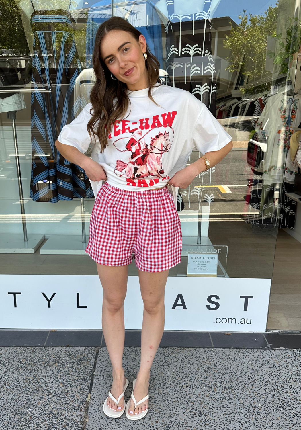 BY FRANKIE YEE-HAW SANTA OVERSIZED TEE SHIRT SET - WHITE