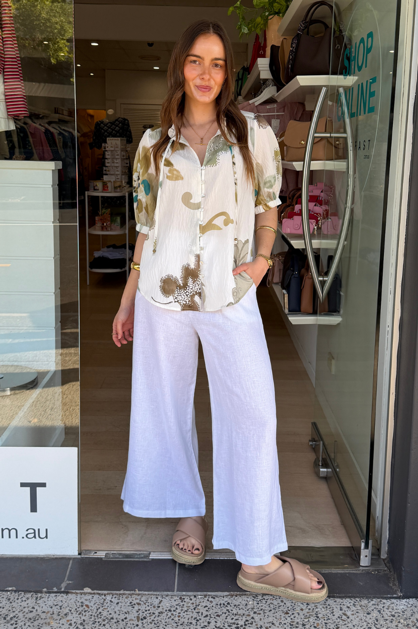 LULU BLOUSE - KHAKI PRINT