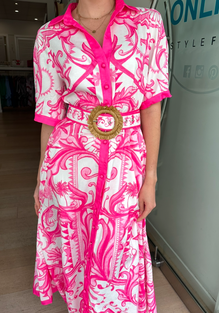 Load image into Gallery viewer, QUINN BUTTON THROUGH MAXI DRESS - FLORAL PINK