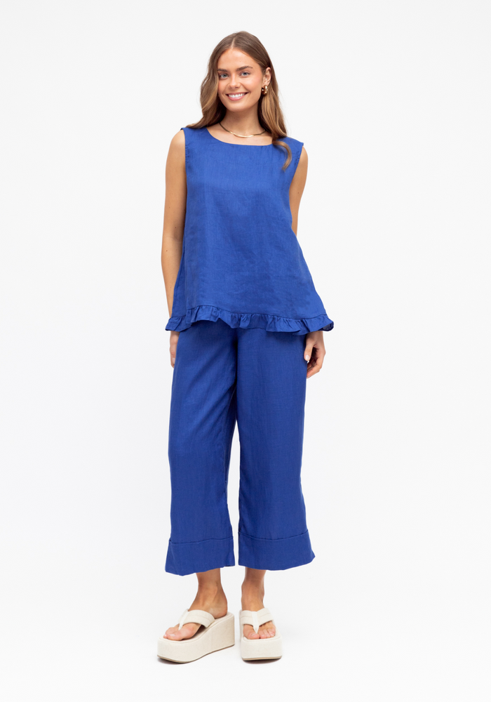 Load image into Gallery viewer, SANDRI LINEN PANTS - COBALT BLUE