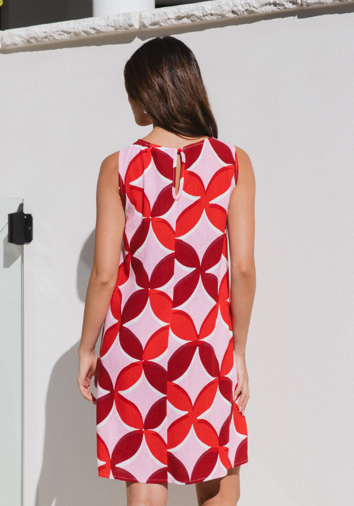 BAMBINA SHIFT DRESS - RETRO PRINT