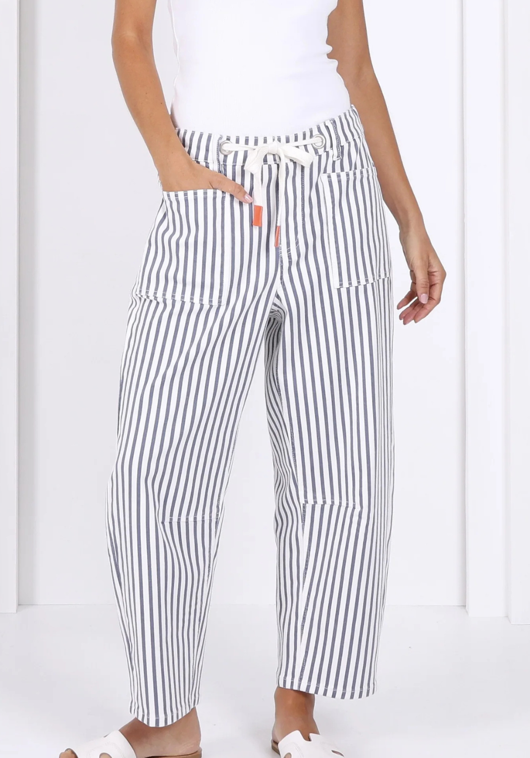 CARTER BARREL JEAN - NAVY STRIPE