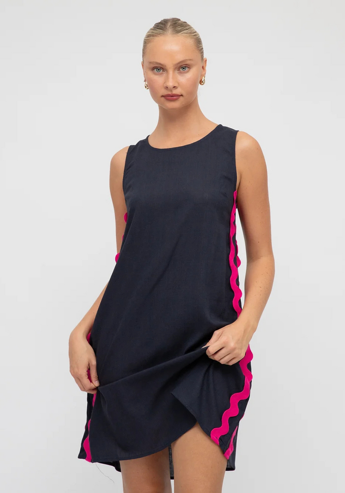 Load image into Gallery viewer, LAYLA SHIFT DRESS - NAVY