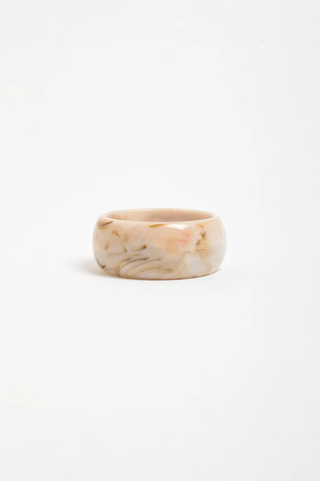 ADORNE MARBLE RESIN WIDE BANGLE - STONE/CAMEL