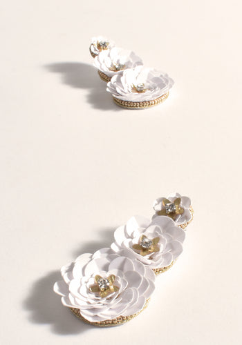 ADORNE SEQUIN FLORAL EVENT EARRINGS - WHITE