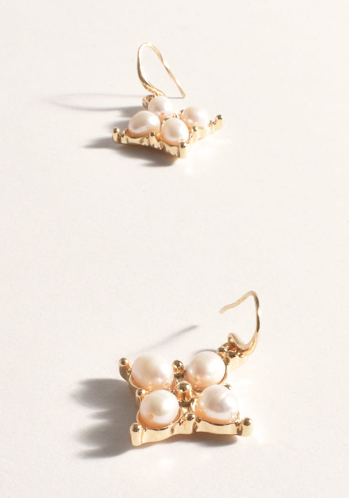 ADORNE EVENT PEARL DROP EARRINGS - GOLD