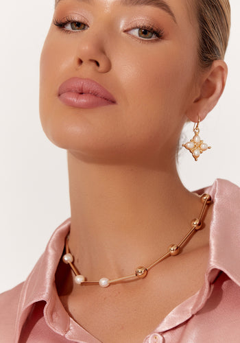 ADORNE EVENT PEARL DROP EARRINGS - GOLD