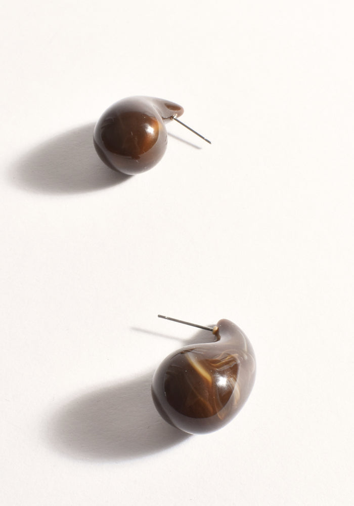 ADORNE RESIN TEARDROP STUDS - CHOCOLATE