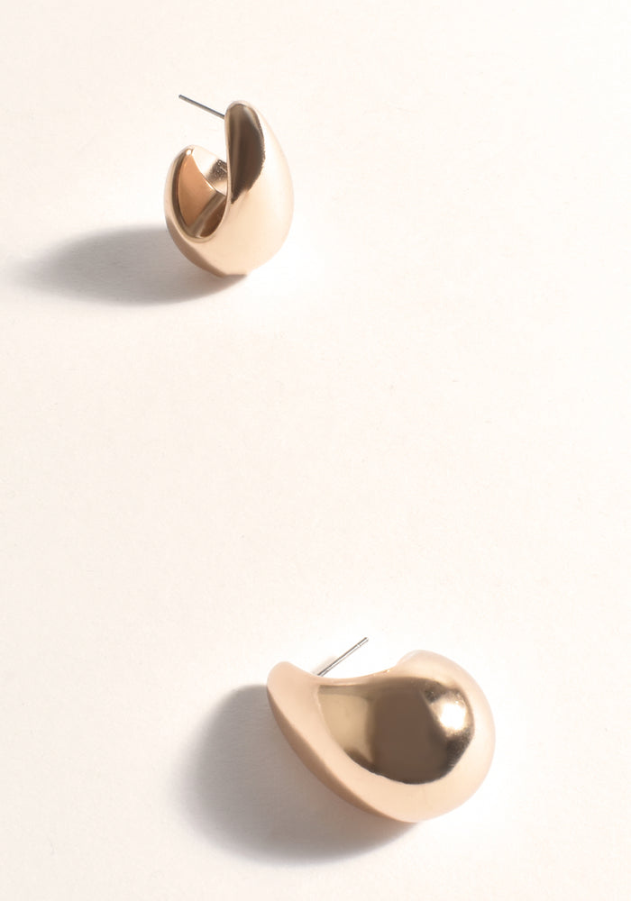 ADORNE METAL TEARDROP STUD EARRINGS - GOLD