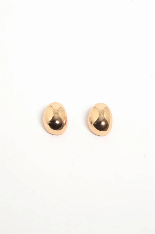 ADORNE SMOOTH OVAL METAL EARRING - GOLD