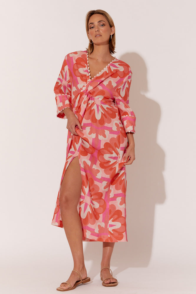 Load image into Gallery viewer, ADORNE NADINE TWIST FRONT DRESS - PINK PRINT