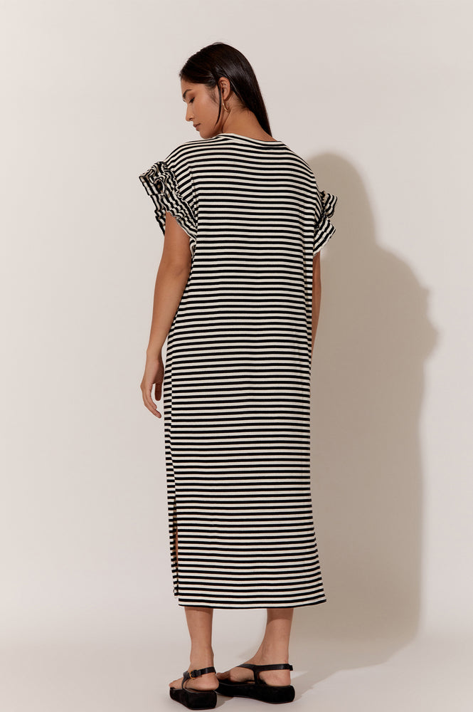 Load image into Gallery viewer, ADORNE ANNIKA FRILL SLEEVE KNIT DRESS - STRIPE