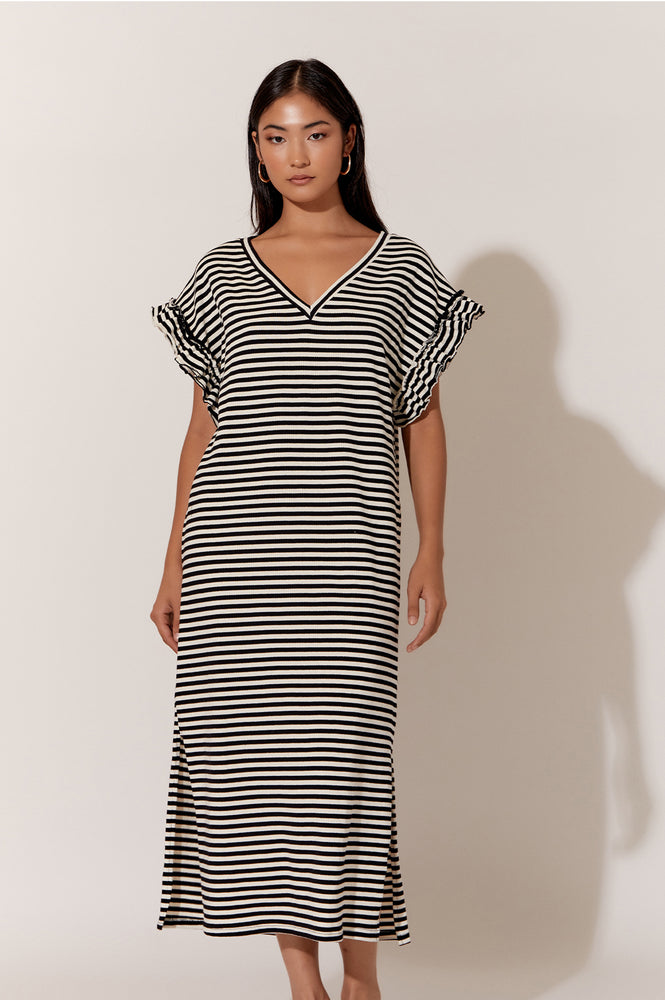 Load image into Gallery viewer, ADORNE ANNIKA FRILL SLEEVE KNIT DRESS - STRIPE