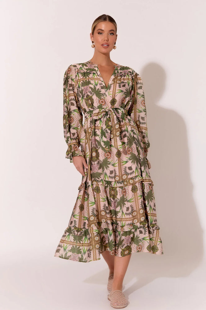 Load image into Gallery viewer, ADORNE FRANCES MIDI DRESS - GREEN PRINT