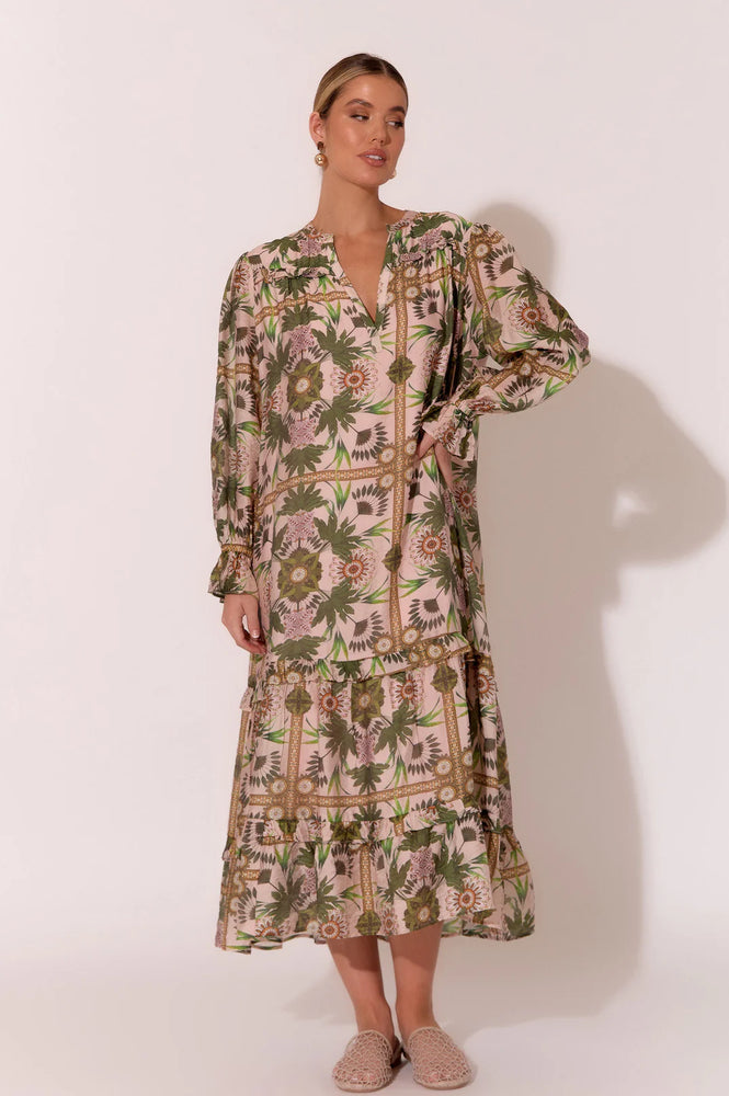 Load image into Gallery viewer, ADORNE FRANCES MIDI DRESS - GREEN PRINT