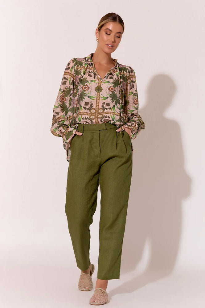 Load image into Gallery viewer, ADORNE SANDRA LONG SLEEVE TOP - GREEN PRINT