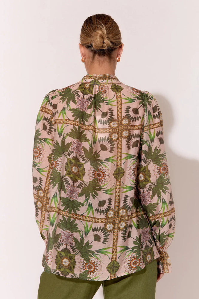 Load image into Gallery viewer, ADORNE SANDRA LONG SLEEVE TOP - GREEN PRINT