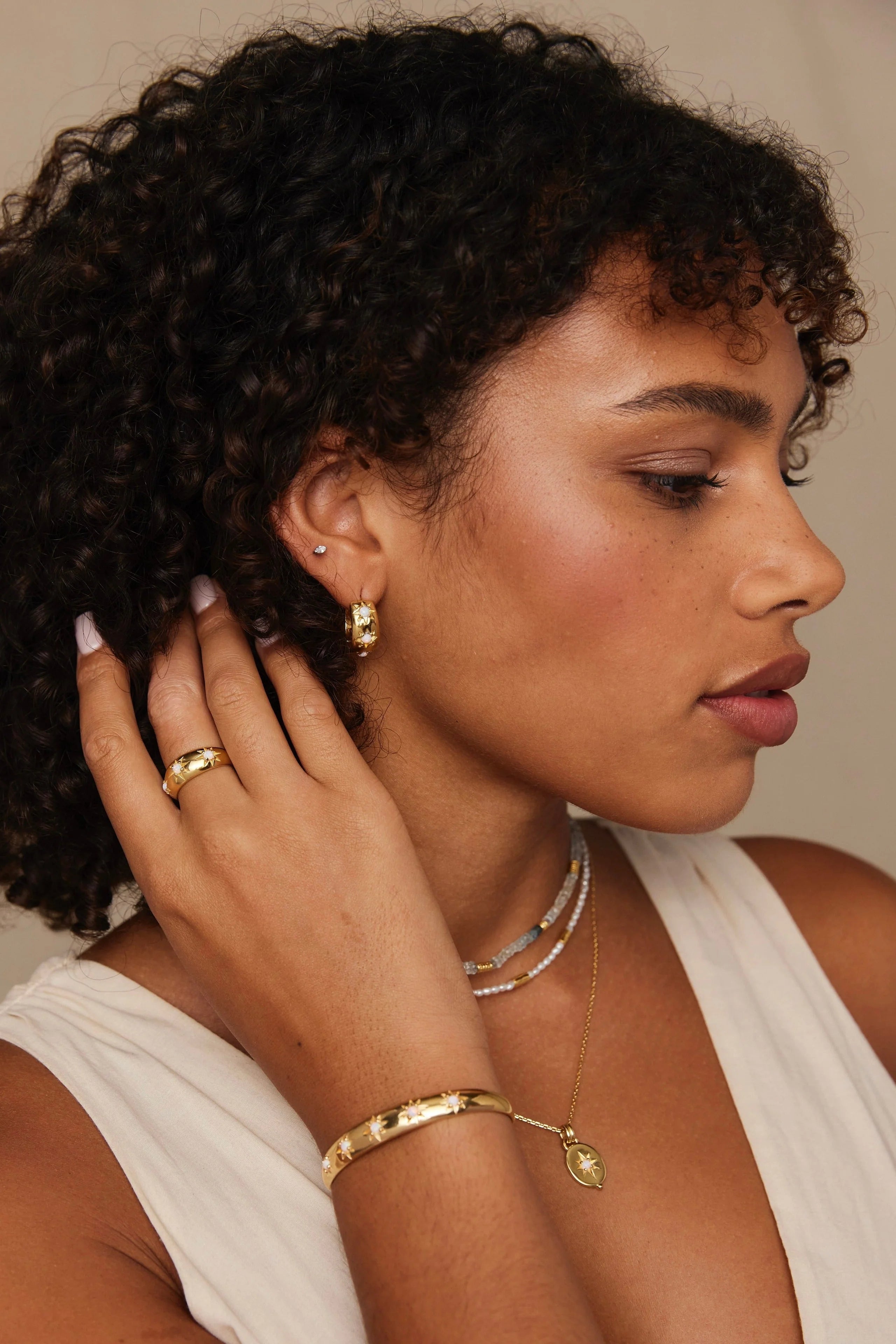 TONI MAY ALINA HOOPS - OPAL/GOLD