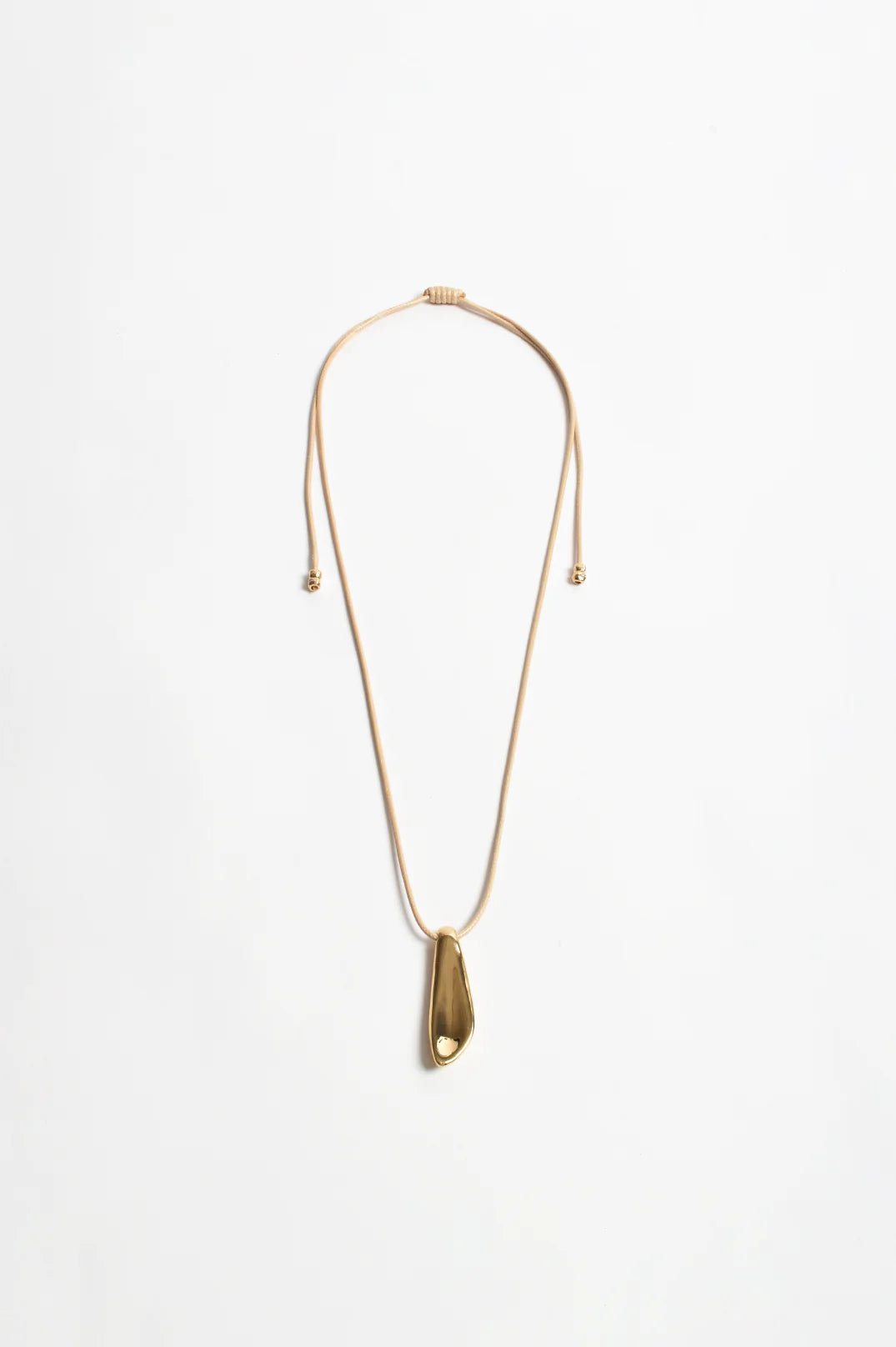 ADORNE METAL POD DROP ADJUSTABLE CORD NECKLACE - CAMEL/GOLD