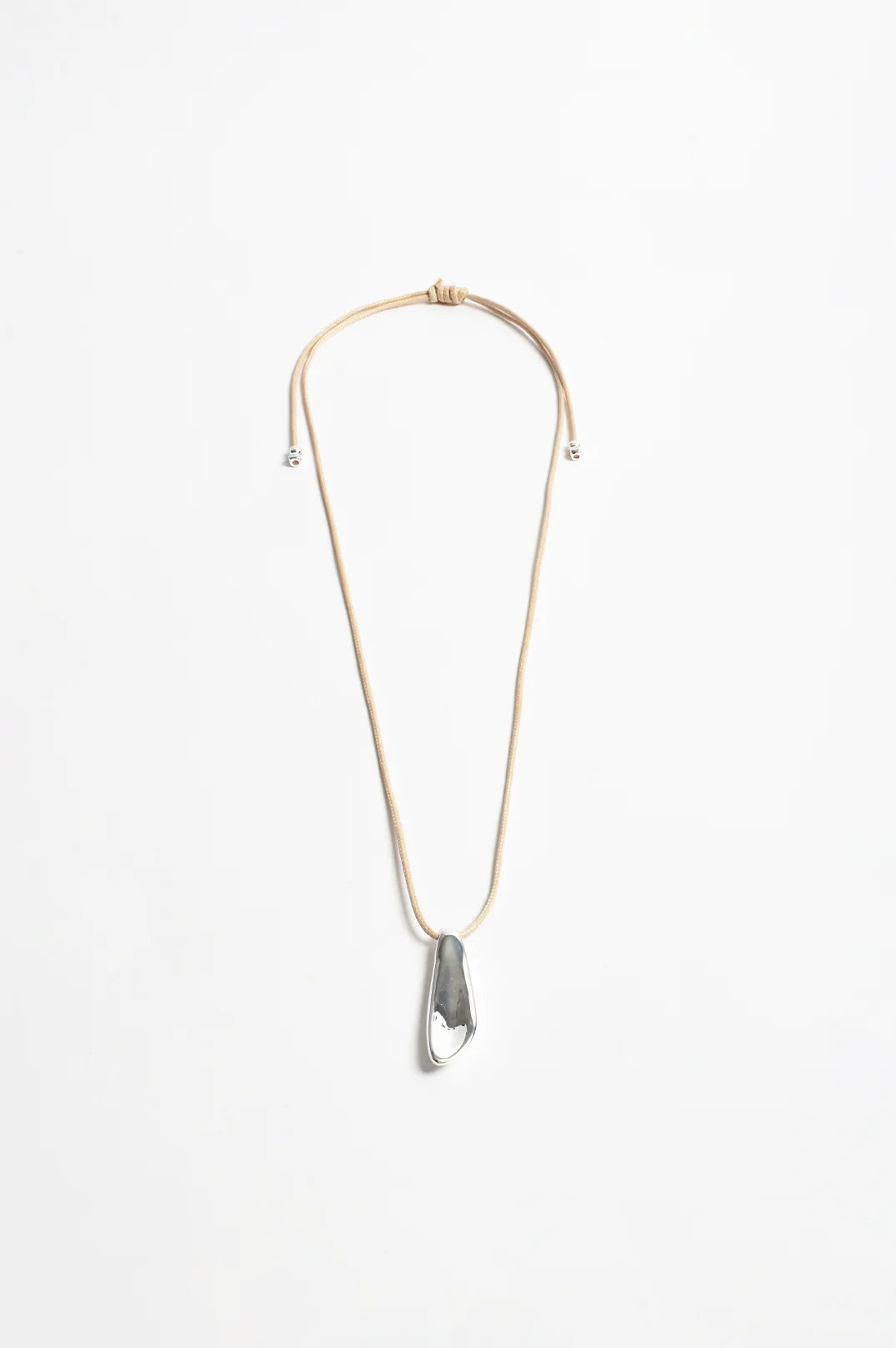 ADORNE METAL POD DROP ADJUSTABLE CORD NECKLACE - CAMEL/SILVER