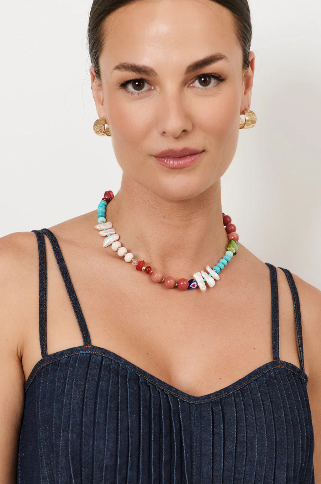 ADORNE SUMMER MIX BEAD NECKLACE - MULTI