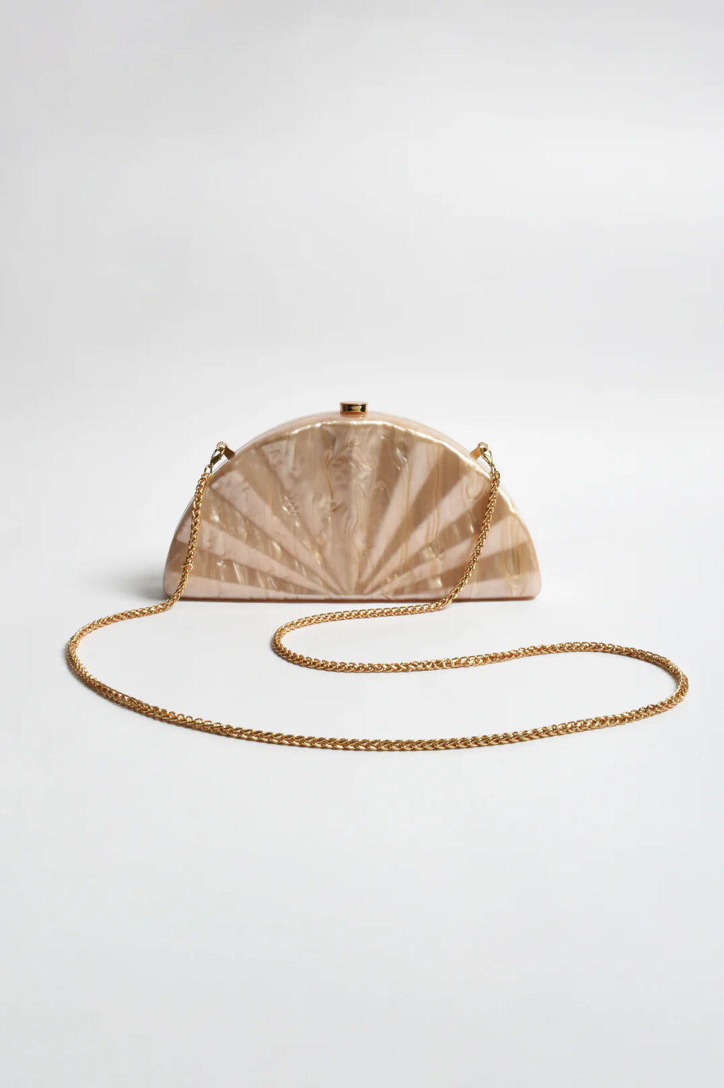 ADORNE PIA FAN SHELL RESIN STRUCTURED CLUTCH - CHAMPAGNE