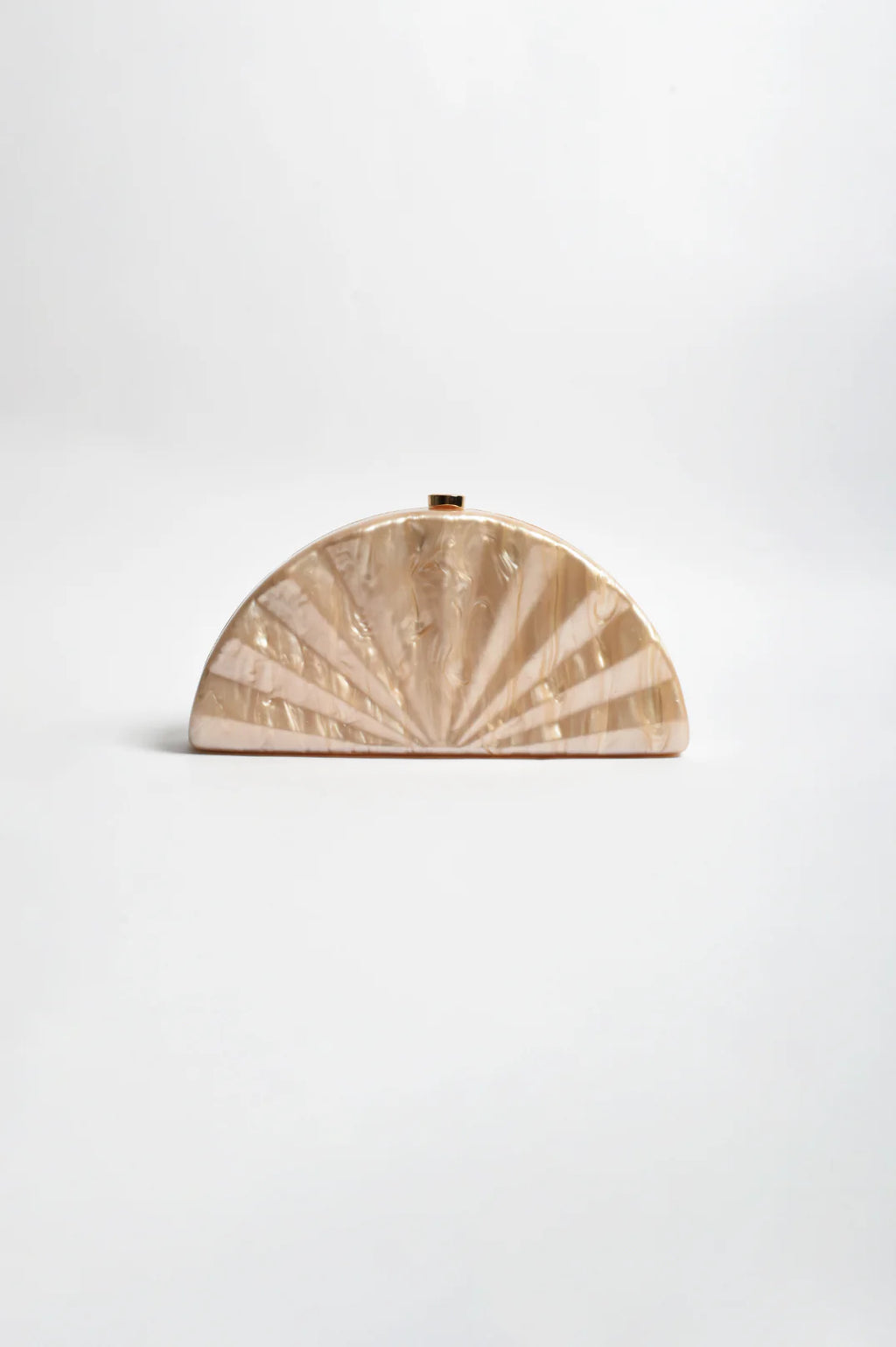 ADORNE PIA FAN SHELL RESIN STRUCTURED CLUTCH - CHAMPAGNE
