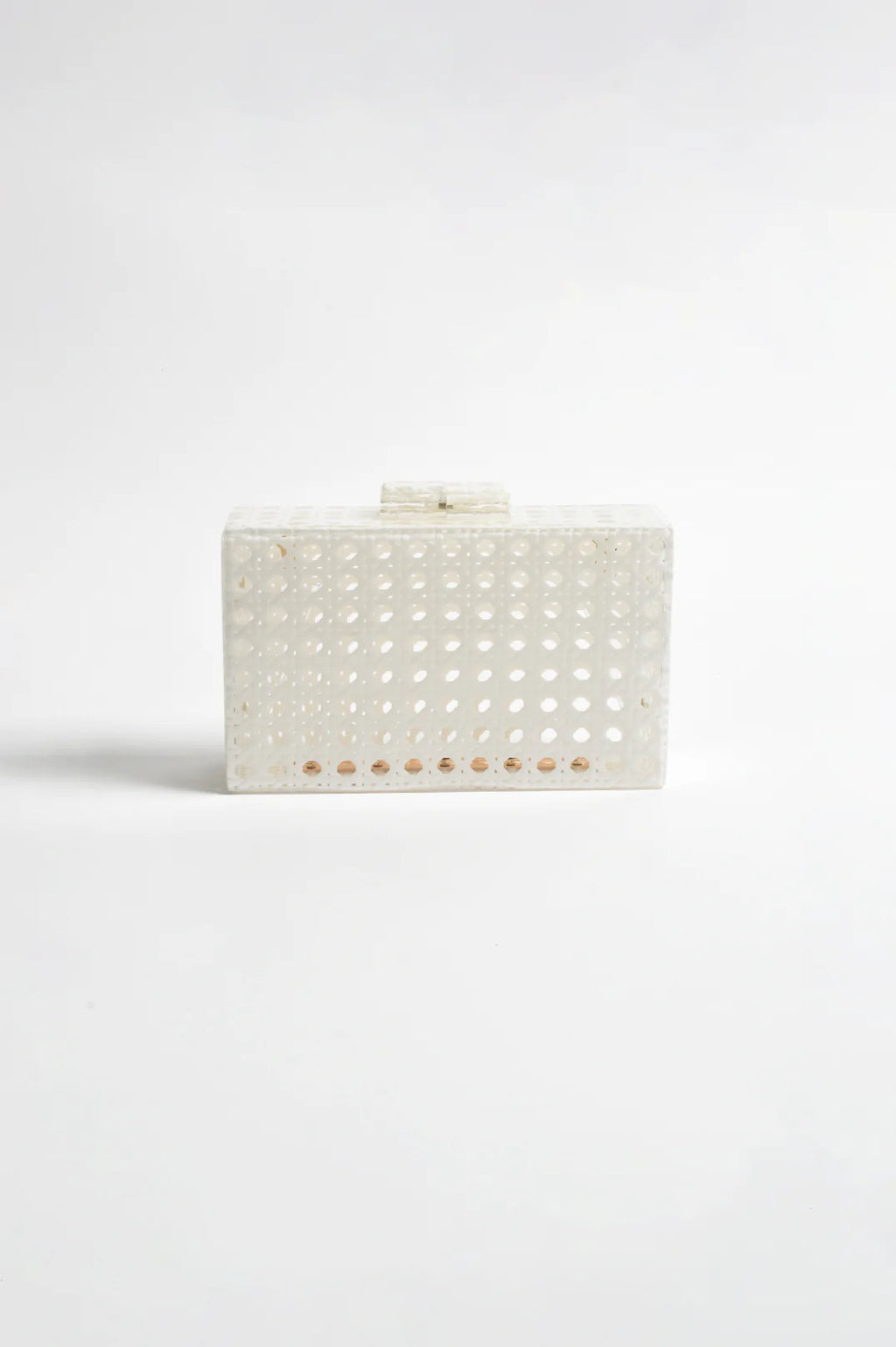 ADORNE SADIE WEAVE CLEAR STRUCTURED CLUTCH - WHITE/CLEAR