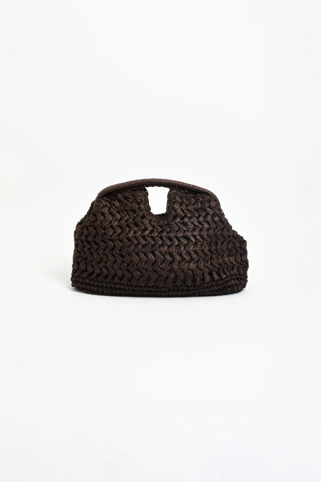 ADORNE OPEN HANDLE PAPER WEAVE CLUTCH - CHOC