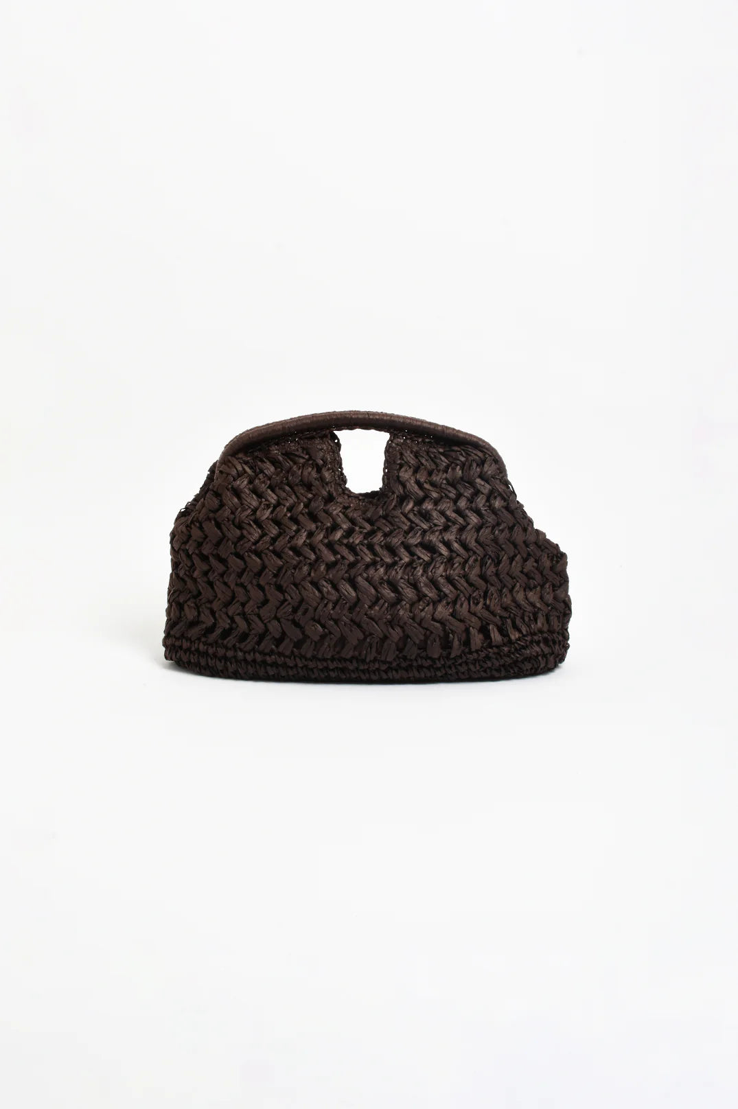ADORNE OPEN HANDLE PAPER WEAVE CLUTCH - CHOC