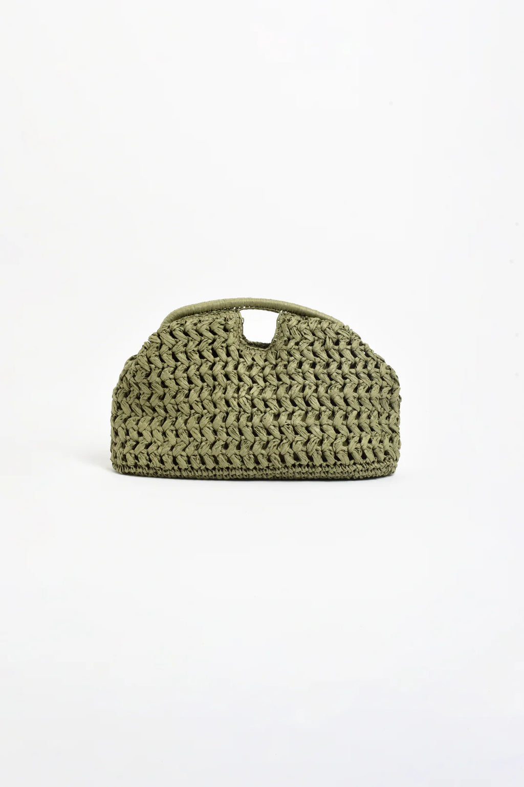 ADORNE OPEN HANDLE PAPER WEAVE CLUTCH - KHAKI