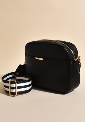 ADORNE BIANCA WEB POCKET CAMERA BAG - BLACK