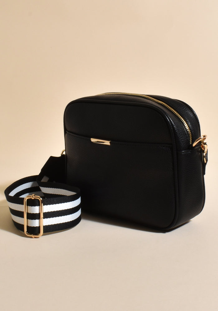 ADORNE BIANCA WEB POCKET CAMERA BAG - BLACK