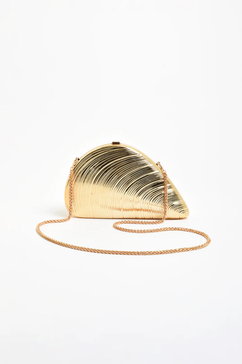ADORNE METAL SHELL CLUTCH - GOLD