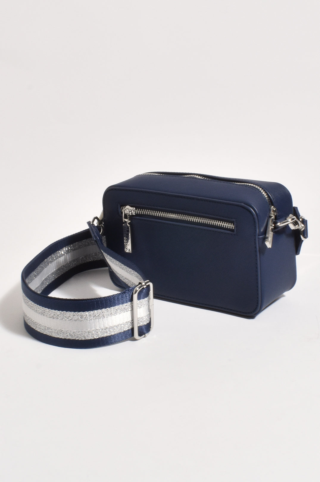 ADORNE IVY WEBBING STRAP CROSS BODY BAG - NAVY