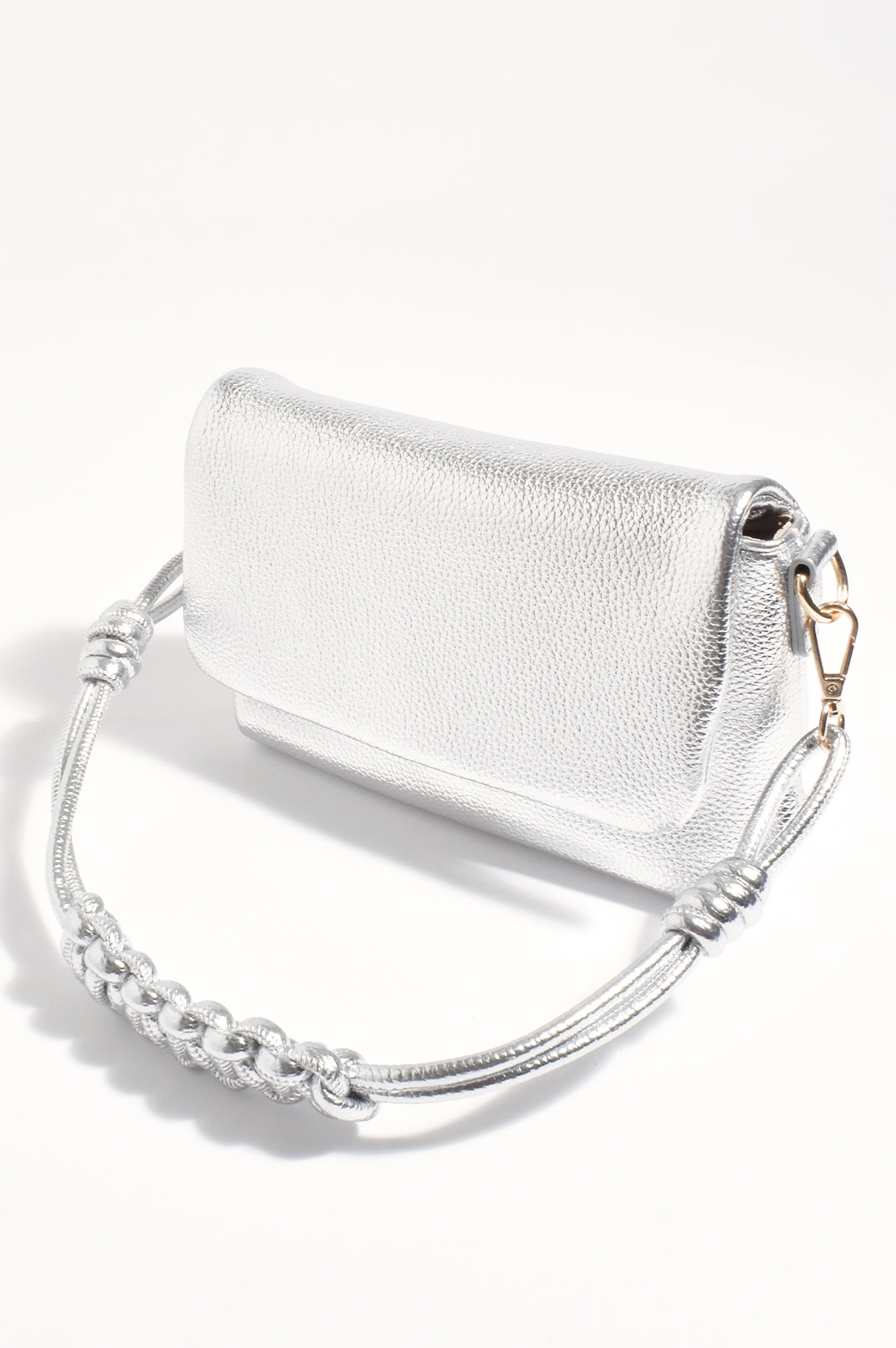 ADORNE ELLIE KNOTTED FOLD OVER BAG - SILVER