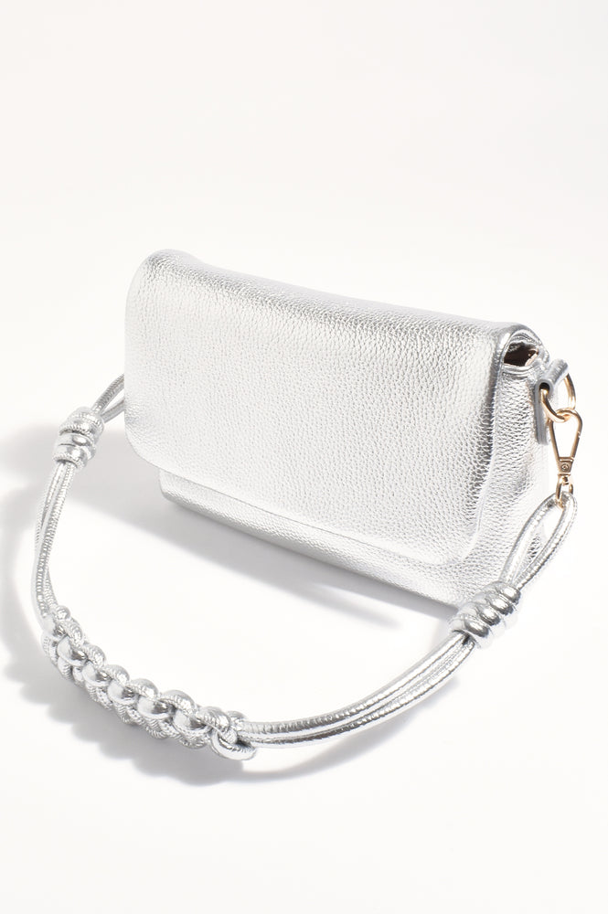 Load image into Gallery viewer, ADORNE ELLIE KNOTTED FOLD OVER BAG - SILVER