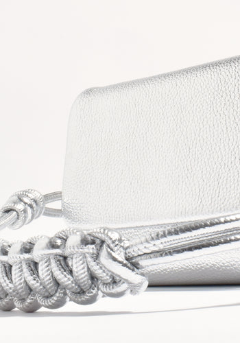 ADORNE ELLIE KNOTTED FOLD OVER BAG - SILVER